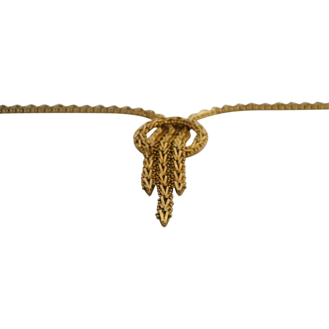 18k Yellow Gold 20.6g Solid Vintage Beaded Foxtail Drop Necklace Mexico 16"