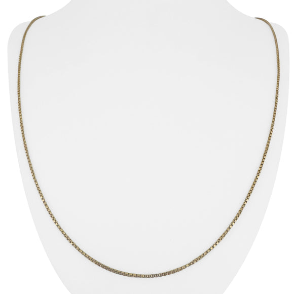 18k Yellow Gold 8.9g Solid Thin 1.2mm Vintage Long Box Link Necklace Italy 28
