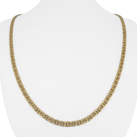 18k Yellow Gold 11.4g Semi Solid 3.5mm Mariner Link Chain Necklace Italy 23.5