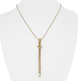 18k Yellow Gold and CZ 5.4g Vintage Beaded Link Drop Dangle Necklace Italy 17.5"