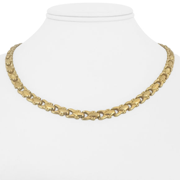 18k Yellow Gold 21.3g Vintage Ladies 6mm Fancy Link Necklace Italy 17.5