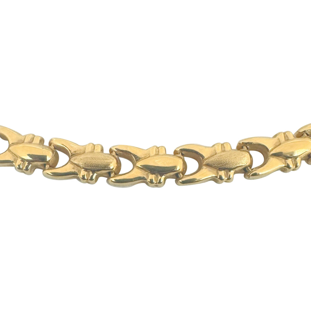 18k Yellow Gold 21.3g Vintage Ladies 6mm Fancy Link Necklace Italy 17.5"
