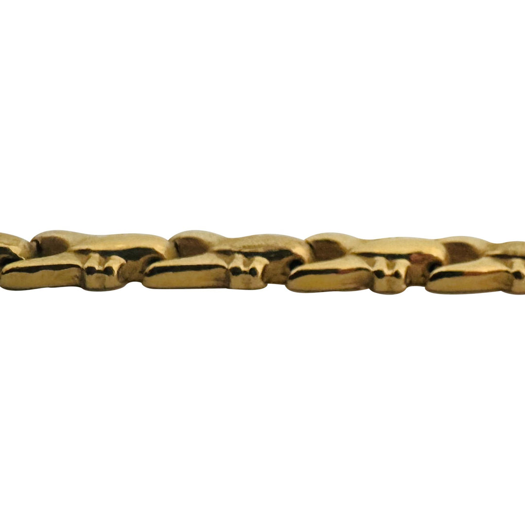 18k Yellow Gold 21.3g Vintage Ladies 6mm Fancy Link Necklace Italy 17.5"