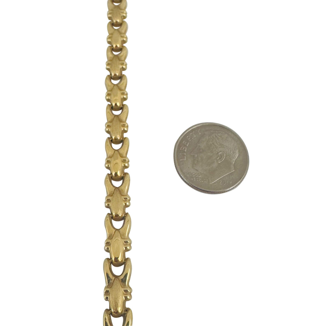 18k Yellow Gold 21.3g Vintage Ladies 6mm Fancy Link Necklace Italy 17.5"