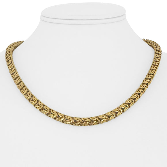 18k Yellow Gold 36g Vintage UnoAErre 6mm Rounded Byzantine Link Necklace 18