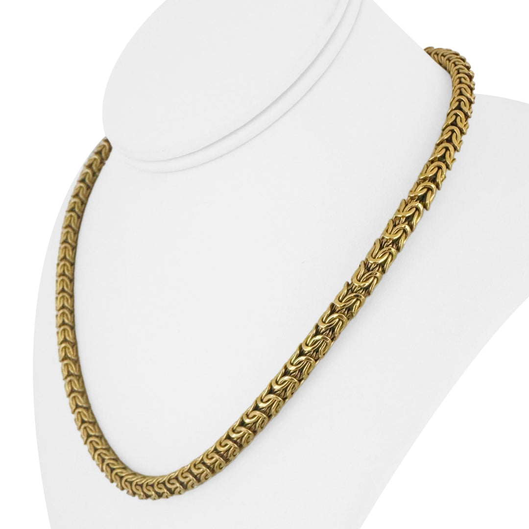 18k Yellow Gold 36g Vintage UnoAErre 6mm Rounded Byzantine Link Necklace 18"