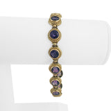 14k Yellow Gold and Bezel Set Amethyst 16.5g Vintage Ladies Bracelet 7.5"