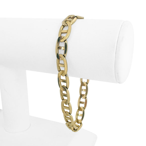 14k Yellow Gold 20.9g Solid Men's 8mm Mariner Link Bracelet Italy 8.25