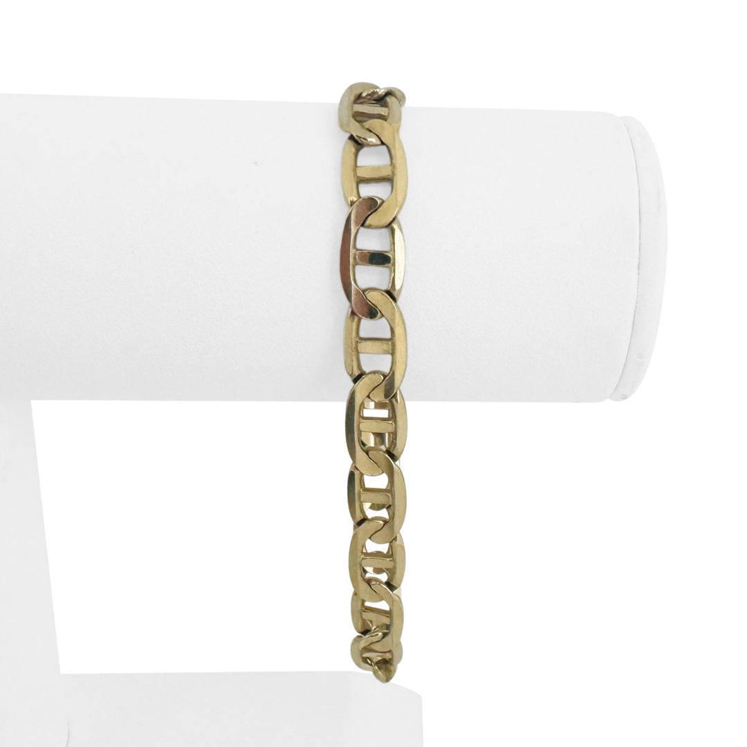 14k Yellow Gold 20.9g Solid Men's 8mm Mariner Link Bracelet Italy 8.25"
