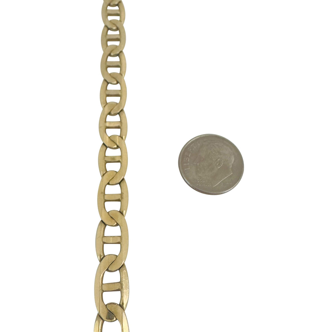 14k Yellow Gold 20.9g Solid Men's 8mm Mariner Link Bracelet Italy 8.25"