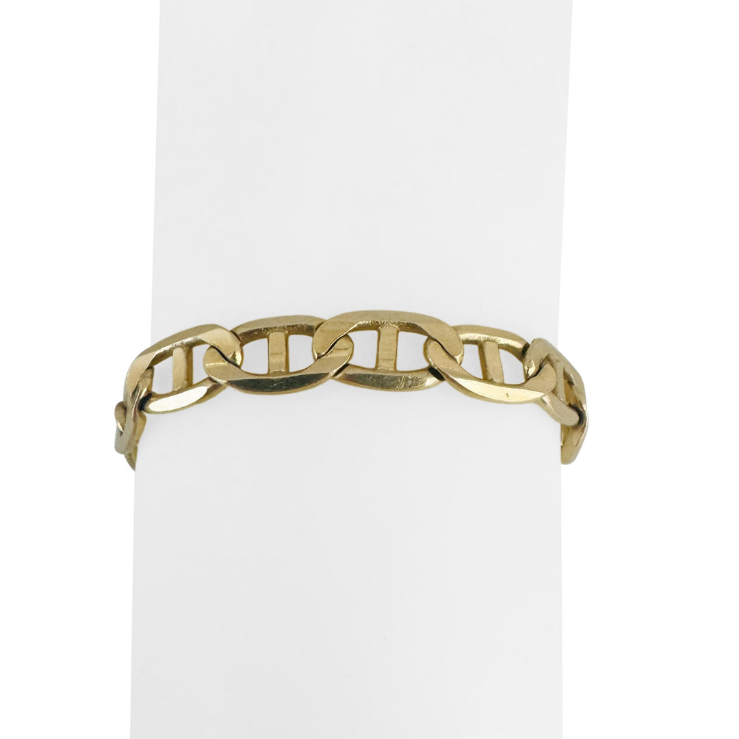 14k Yellow Gold 20.9g Solid Men's 8mm Mariner Link Bracelet Italy 8.25"