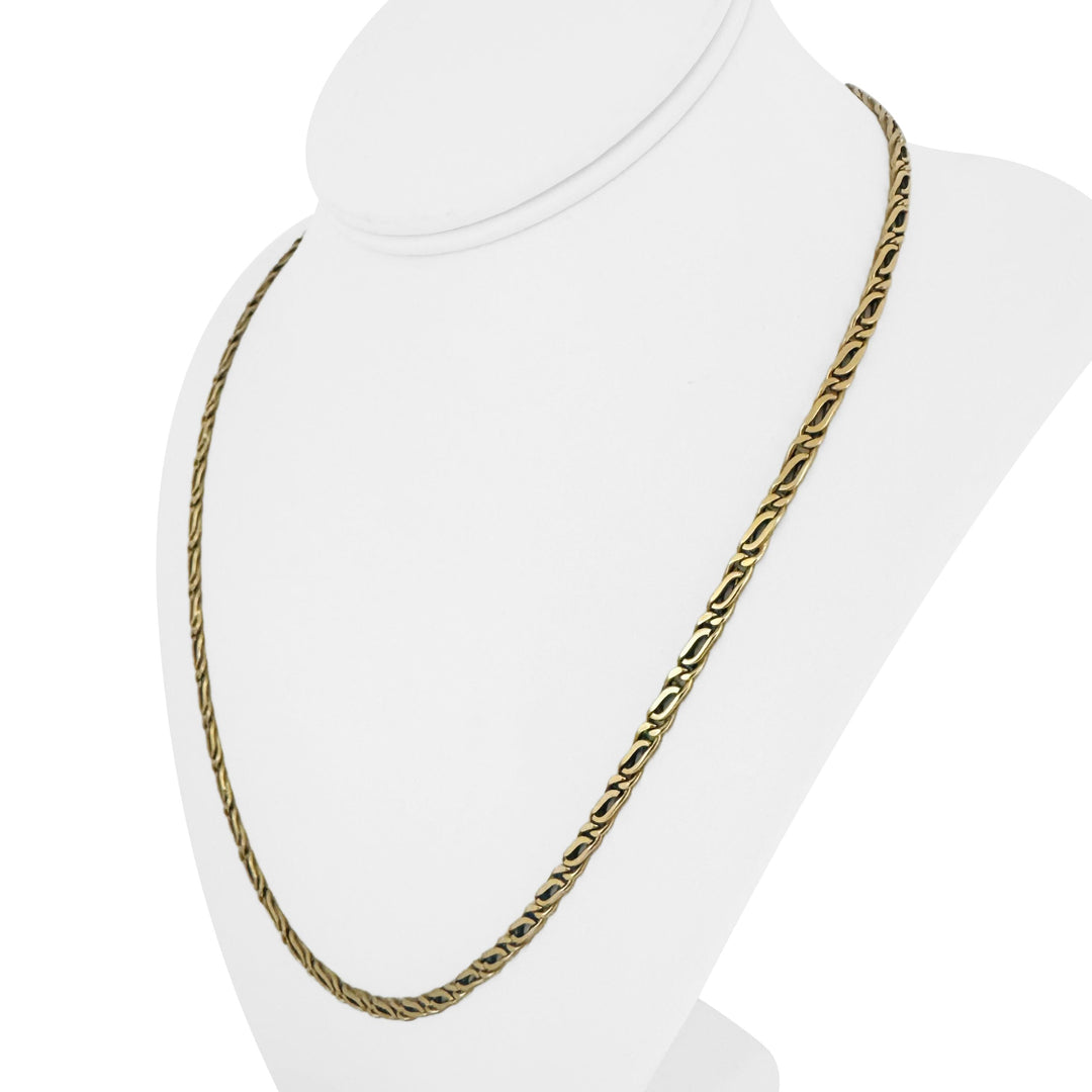 14k Yellow Gold 20.7g Solid Vintage 3.5mm Fancy Curb Link Chain Necklace 21"