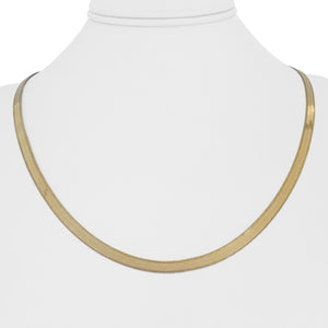 14k Yellow Gold 8g Thin Flat Etched Edge Herringbone Link Necklace Italy 20"