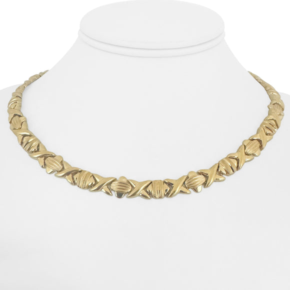 14k Yellow Gold 23.9g Ladies Hugs and Kisses XO Link Necklace 17