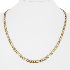 14k Yellow Gold 18.3g Solid Vintage 4mm Figaro Link Chain Necklace Italy 20.5"