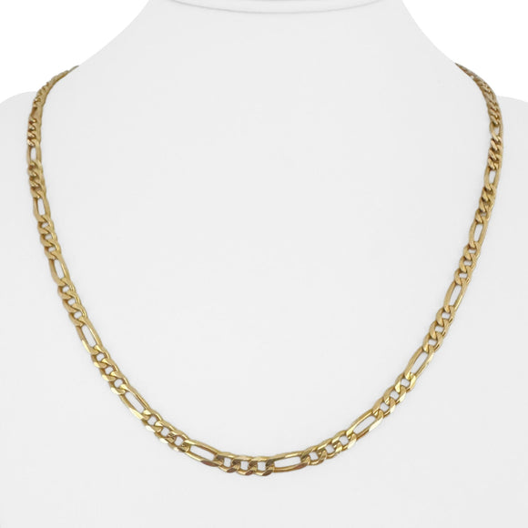 14k Yellow Gold 18.3g Solid Vintage 4mm Figaro Link Chain Necklace Italy 20.5