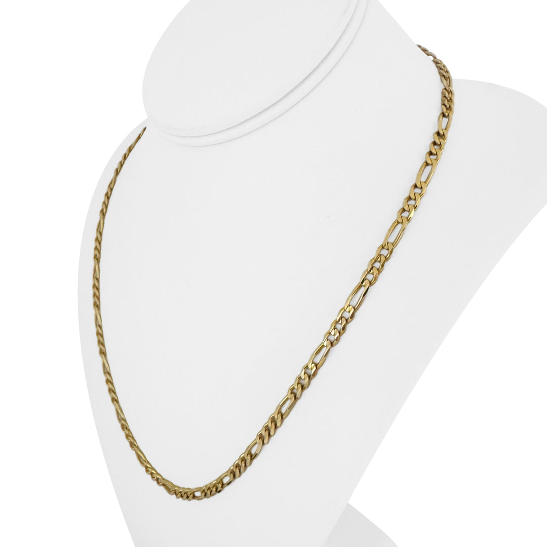 14k Yellow Gold 18.3g Solid Vintage 4mm Figaro Link Chain Necklace Italy 20.5"