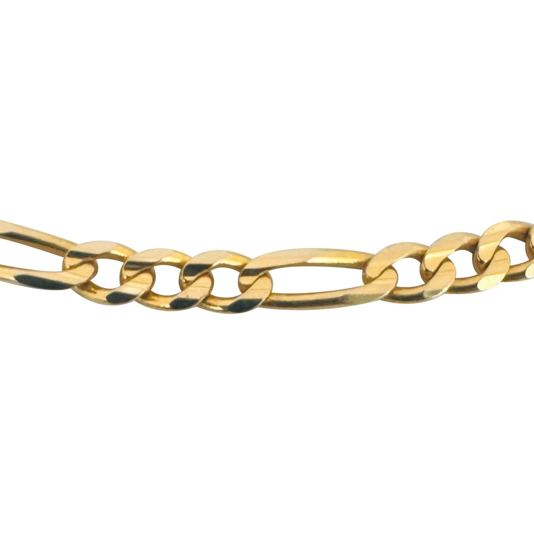 14k Yellow Gold 18.3g Solid Vintage 4mm Figaro Link Chain Necklace Italy 20.5"