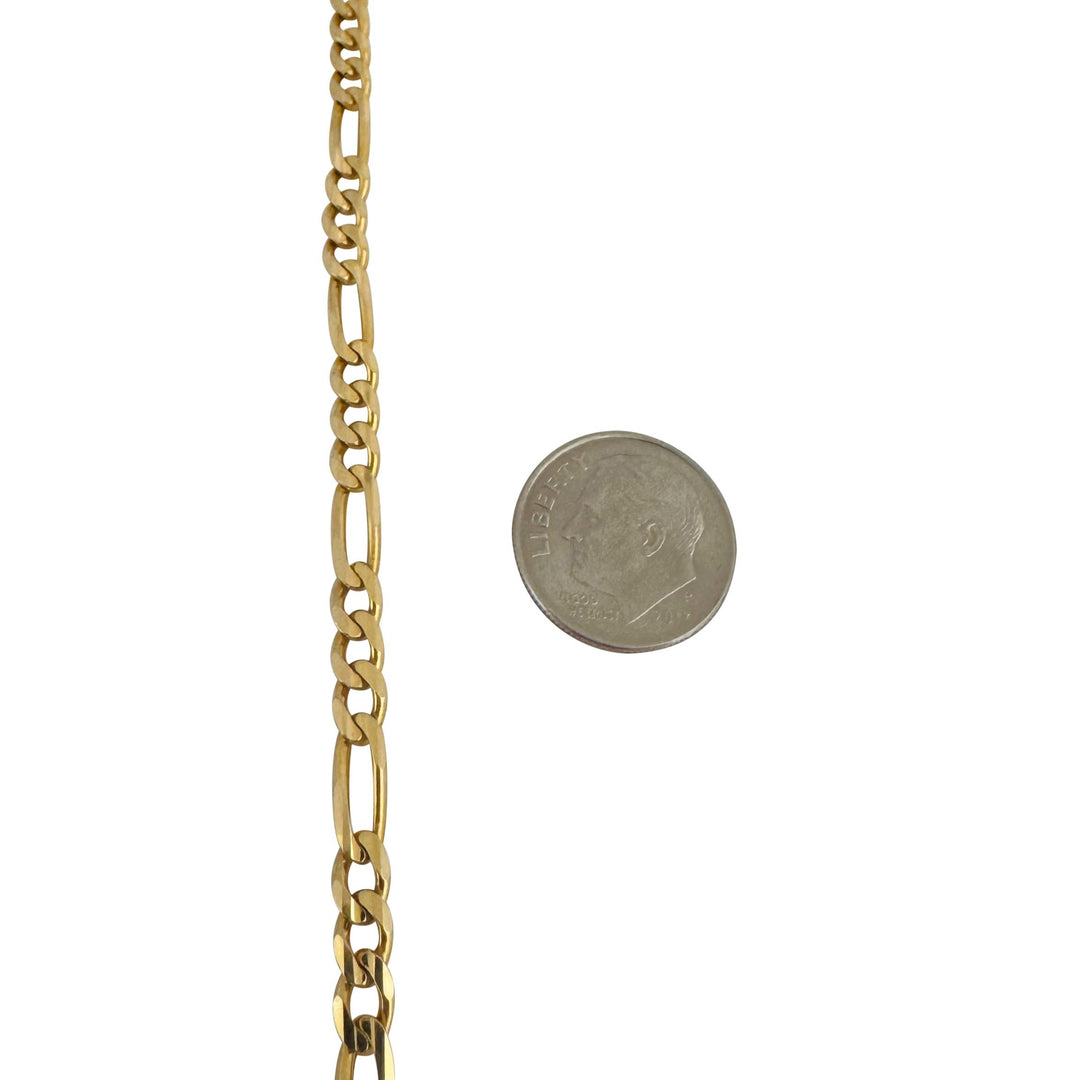 14k Yellow Gold 18.3g Solid Vintage 4mm Figaro Link Chain Necklace Italy 20.5"