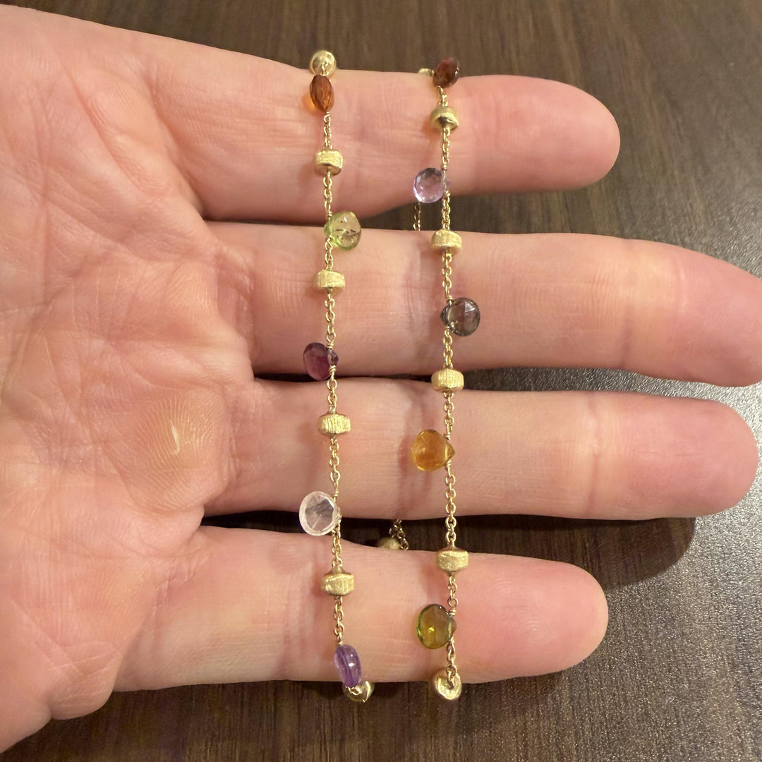 Marco Bicego Paradise 18k Yellow Gold and Multi Gemstone Station Necklace 16"