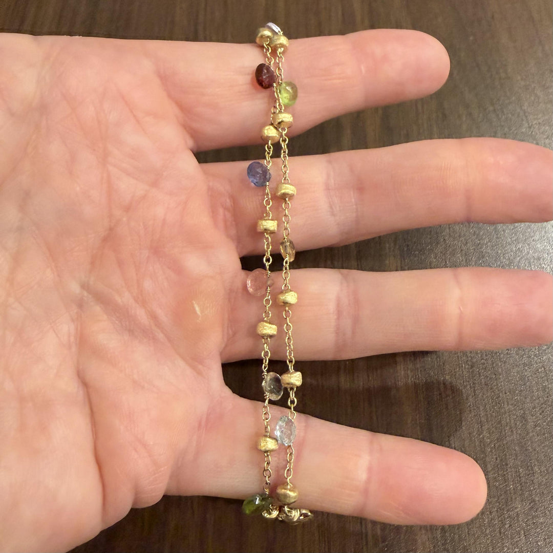 Marco Bicego Paradise 18k Yellow Gold and Multi Gemstone Two Strand Bracelet 7"