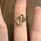 14k Yellow Gold and 0.28cttw Diamond Geometric Retro Ring Size 9.75