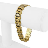 14k Yellow and White Gold 26.2g Two Tone 13mm Fancy Link Bracelet Italy 7.5"