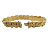 14k Yellow and White Gold 26.2g Two Tone 13mm Fancy Link Bracelet Italy 7.5"