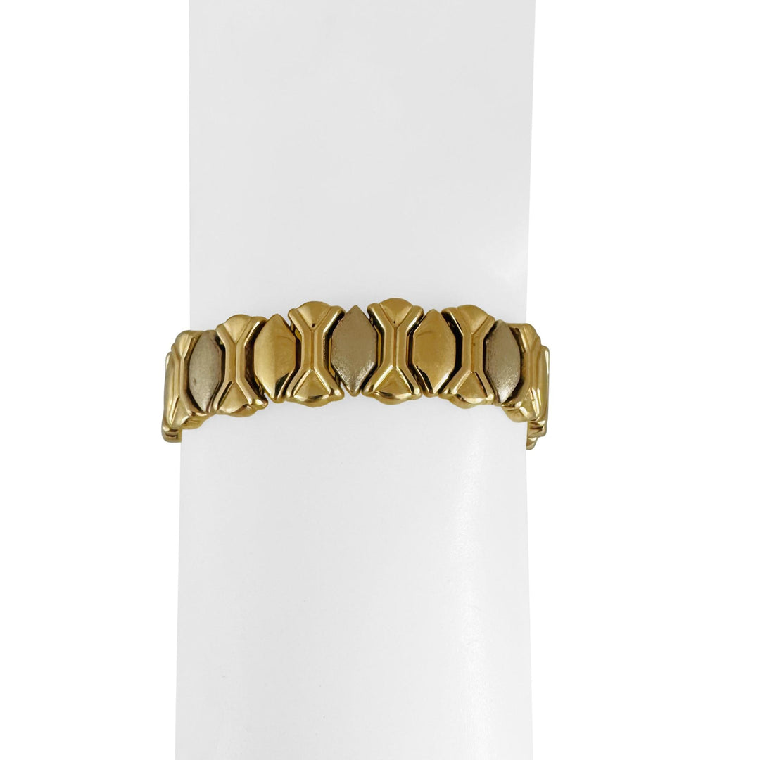 14k Yellow and White Gold 26.2g Two Tone 13mm Fancy Link Bracelet Italy 7.5"