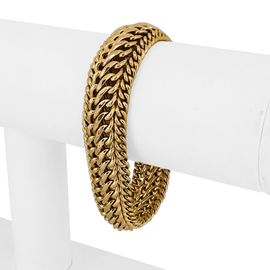 14k Yellow Gold 20g Vintage Thick 15mm Fancy Curb Link Bracelet Italy 7.25"