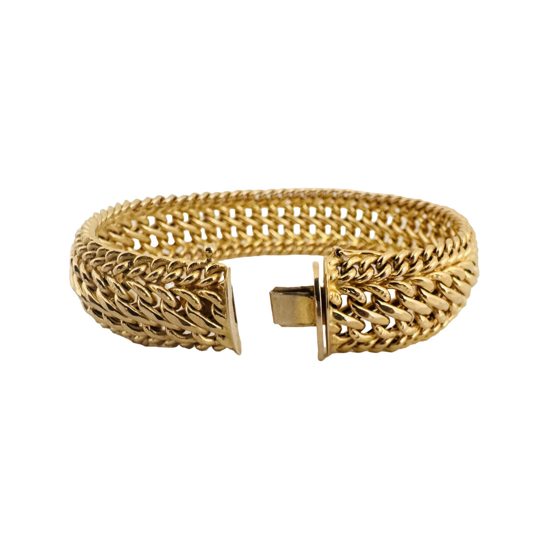 14k Yellow Gold 20g Vintage Thick 15mm Fancy Curb Link Bracelet Italy 7.25"