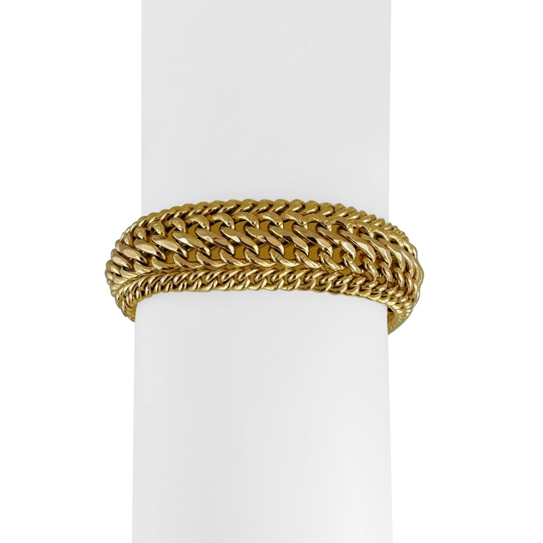 14k Yellow Gold 20g Vintage Thick 15mm Fancy Curb Link Bracelet Italy 7.25"