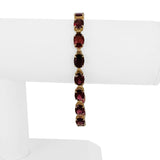 14k Yellow Gold 10.7g Oval Cut Garnet Ladies Link Bracelet 7.25"