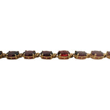 14k Yellow Gold 10.7g Oval Cut Garnet Ladies Link Bracelet 7.25"