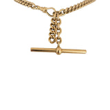 14k Yellow Gold 49g Vintage Solid Curb Link T Bar Dog Clip Watch Chain 13"