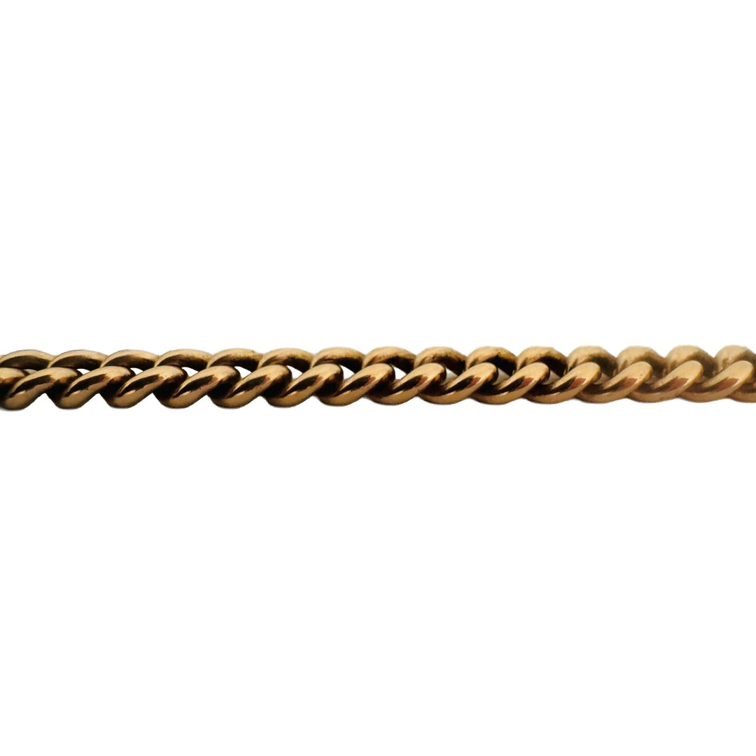 14k Yellow Gold 49g Vintage Solid Curb Link T Bar Dog Clip Watch Chain 13"
