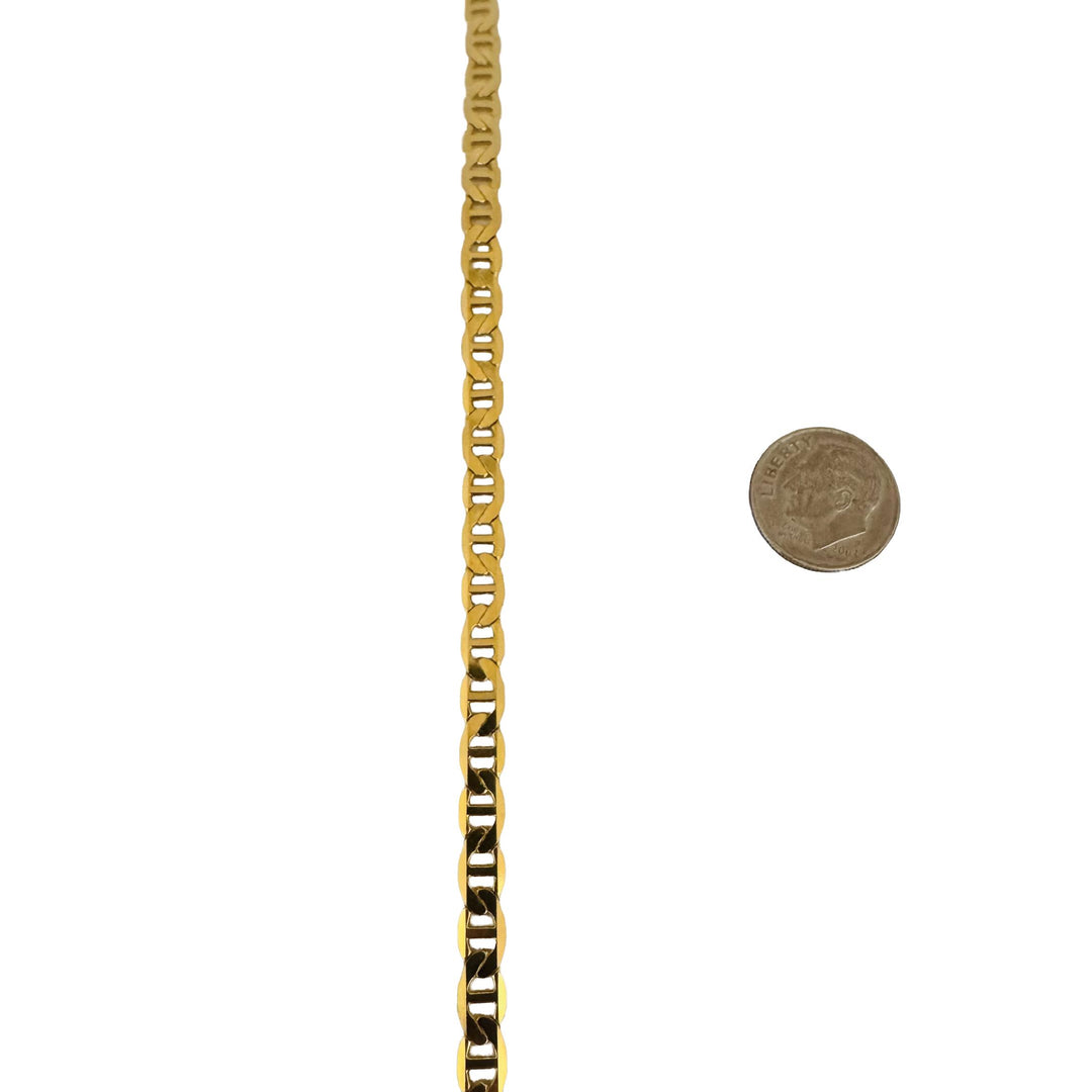 14k Yellow Gold 18.4g Solid Flat 5mm Mariner Link Chain Necklace Italy 22.5"
