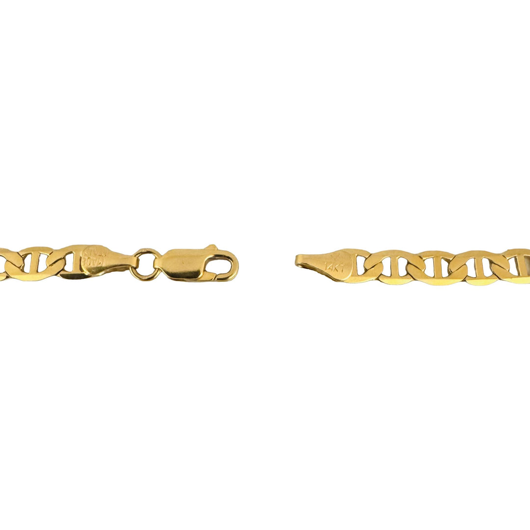 14k Yellow Gold 18.4g Solid Flat 5mm Mariner Link Chain Necklace Italy 22.5"