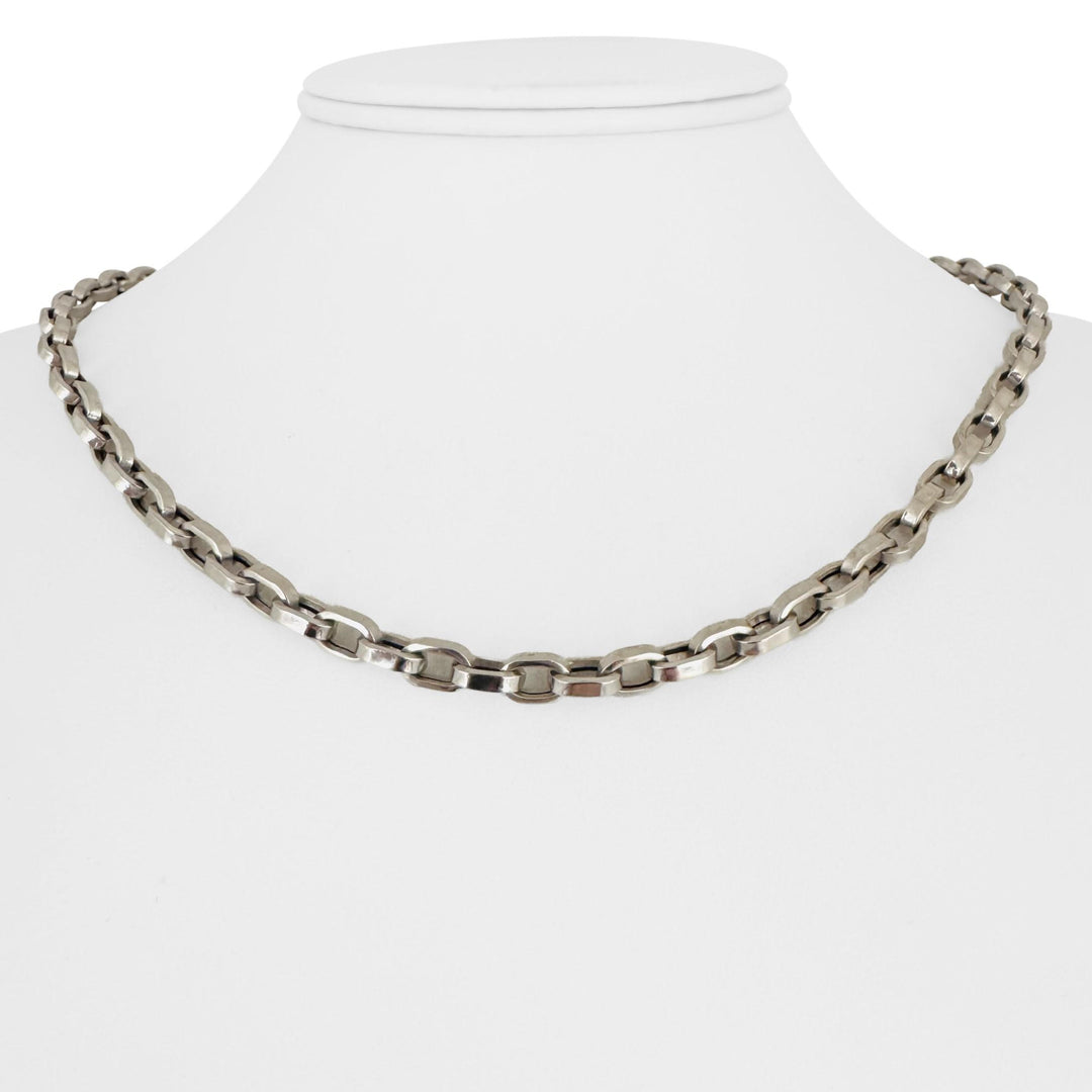 14k White Gold 14.2g Hollow 5mm Cable Link Necklace 18"