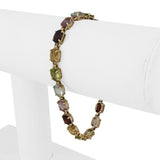 14k Yellow Gold 9.7g Ladies Multi Gemstone Link Bracelet 7.25"