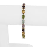 14k Yellow Gold 9.7g Ladies Multi Gemstone Link Bracelet 7.25"