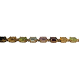 14k Yellow Gold 9.7g Ladies Multi Gemstone Link Bracelet 7.25"