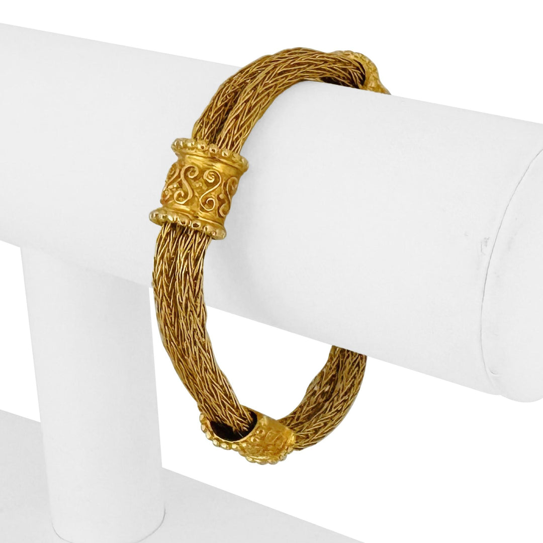 18k Yellow Gold 39.8g Solid Heavy Vintage Mesh Station Bracelet 7.5"