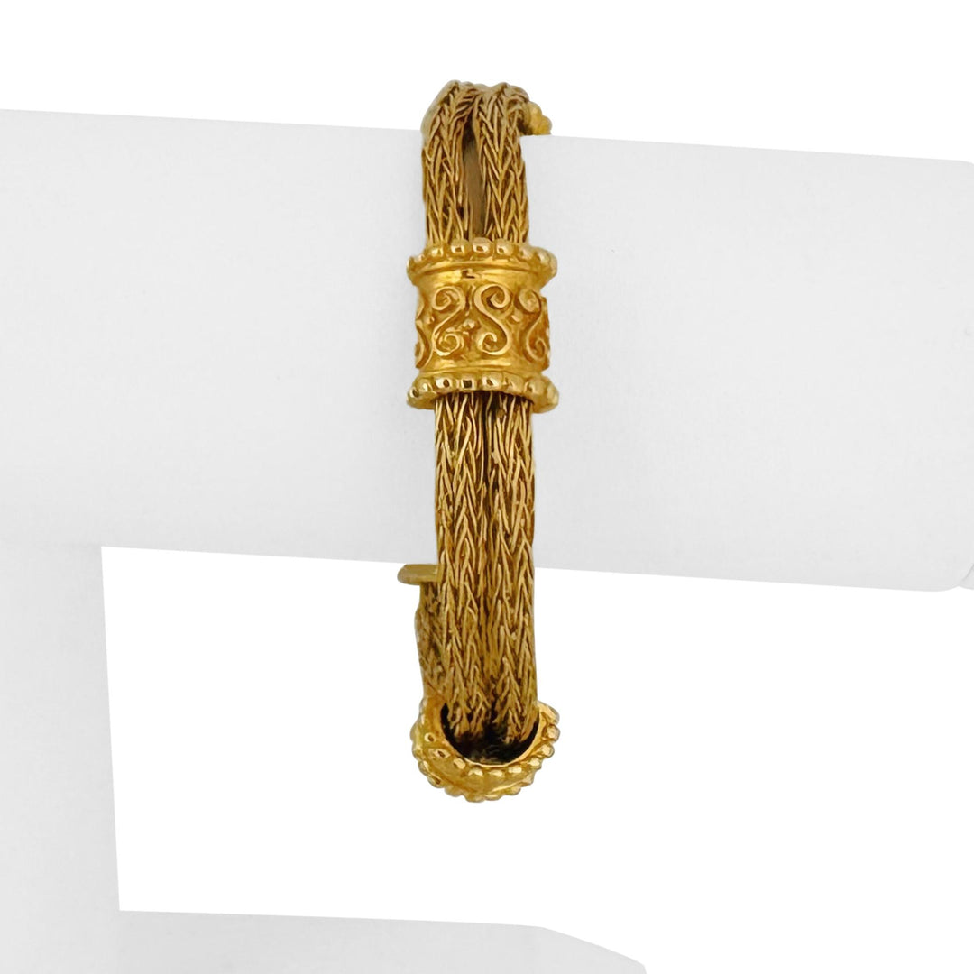 18k Yellow Gold 39.8g Solid Heavy Vintage Mesh Station Bracelet 7.5"