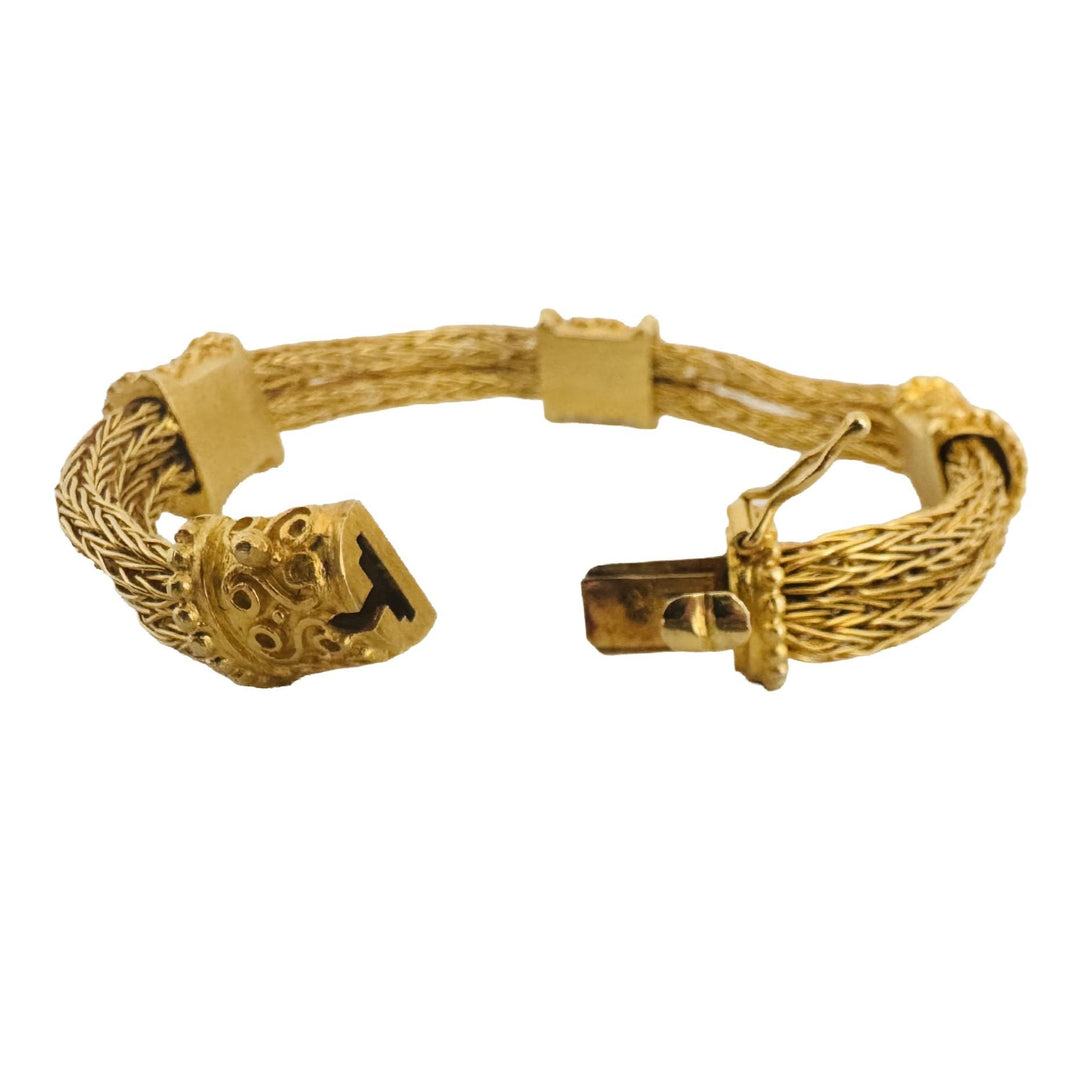 18k Yellow Gold 39.8g Solid Heavy Vintage Mesh Station Bracelet 7.5"