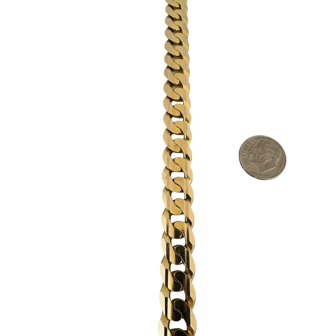 14k Yellow Gold 45.6g Solid Heavy Men's 11mm Curb Link Bracelet Italy 9"