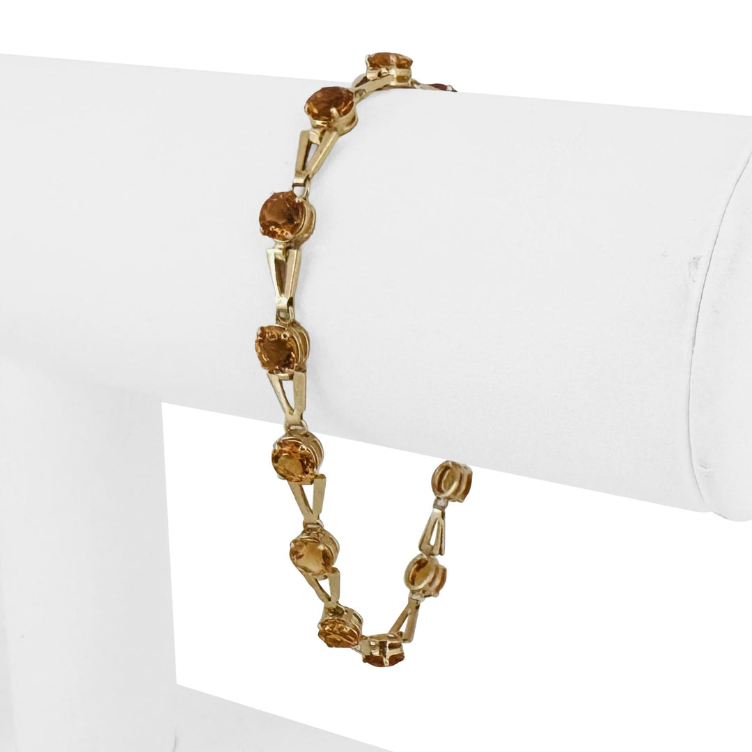 14k Yellow Gold and Citrine 5.4g Ladies Fancy Link Bracelet 7.25"