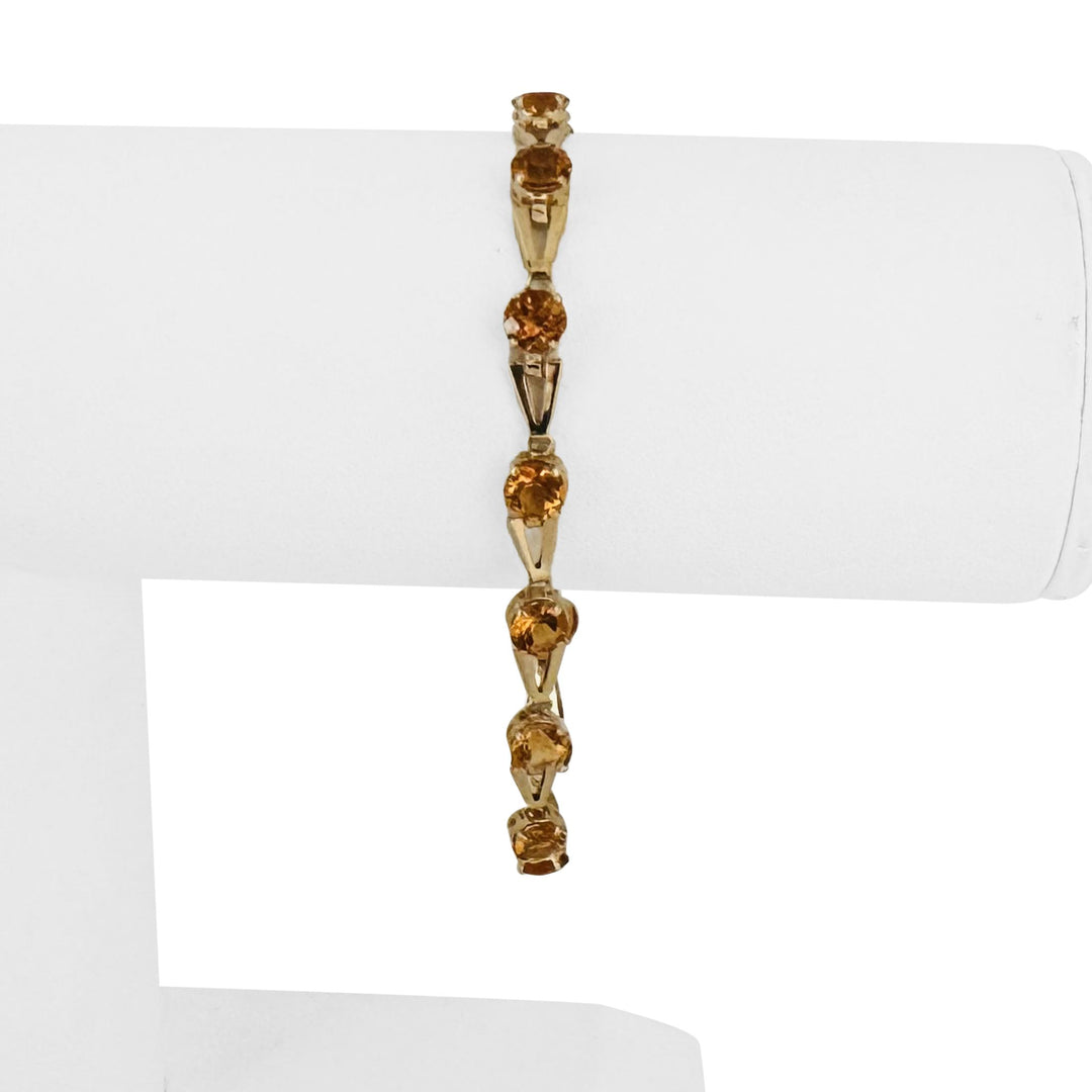 14k Yellow Gold and Citrine 5.4g Ladies Fancy Link Bracelet 7.25"