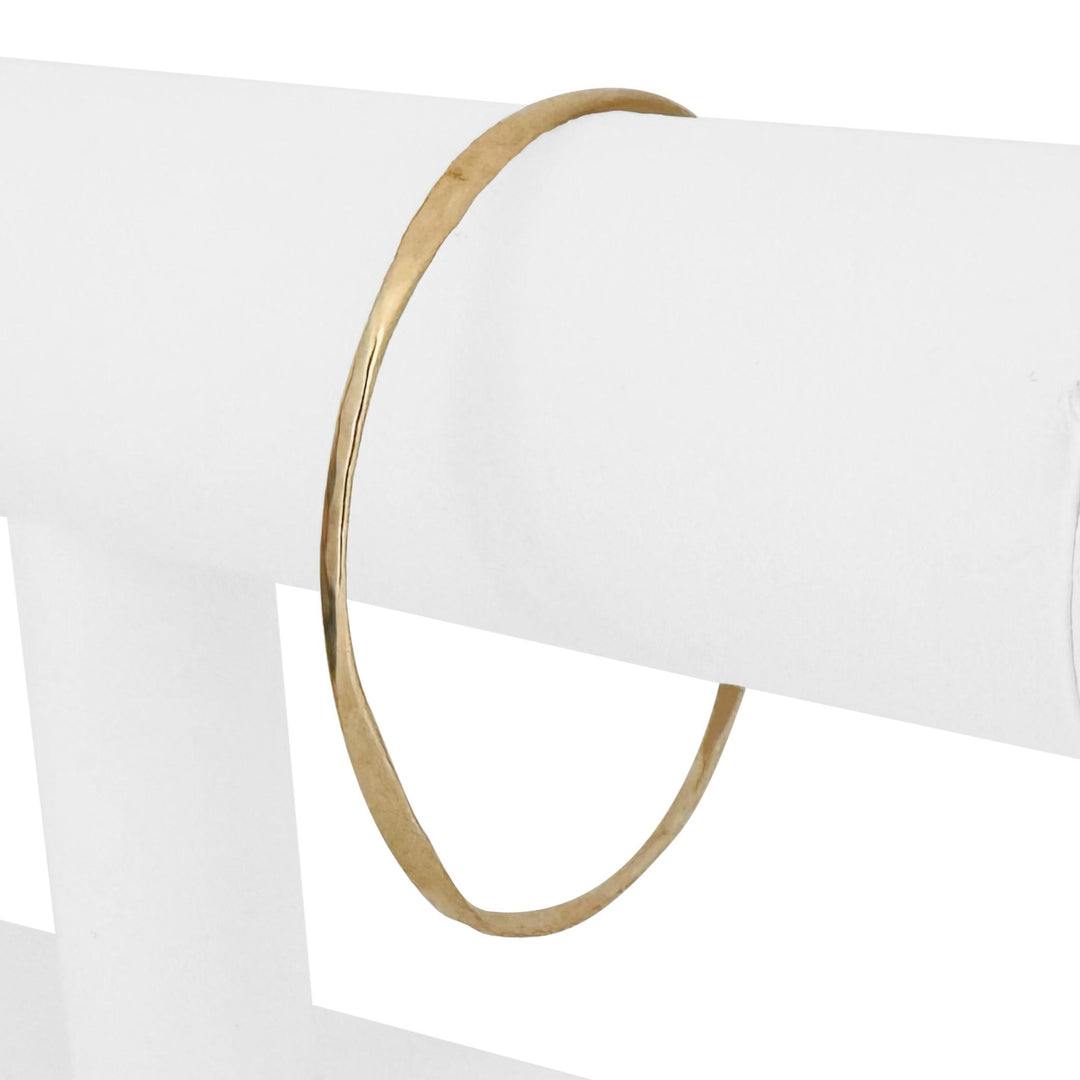 14k Yellow Gold 7g Solid Hammered Curved Abstract Bangle Bracelet 7.5"
