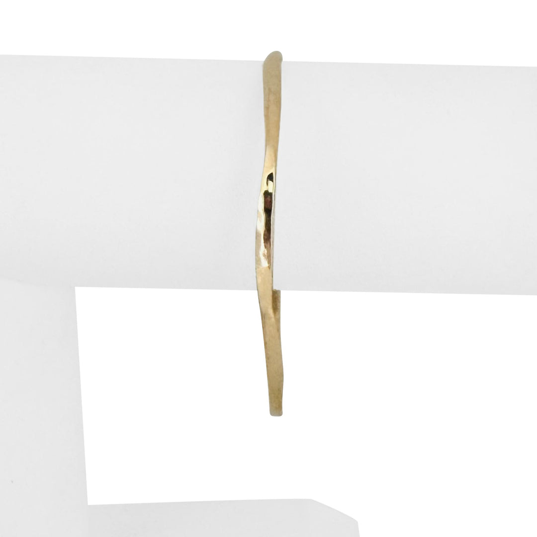 14k Yellow Gold 7g Solid Hammered Curved Abstract Bangle Bracelet 7.5"